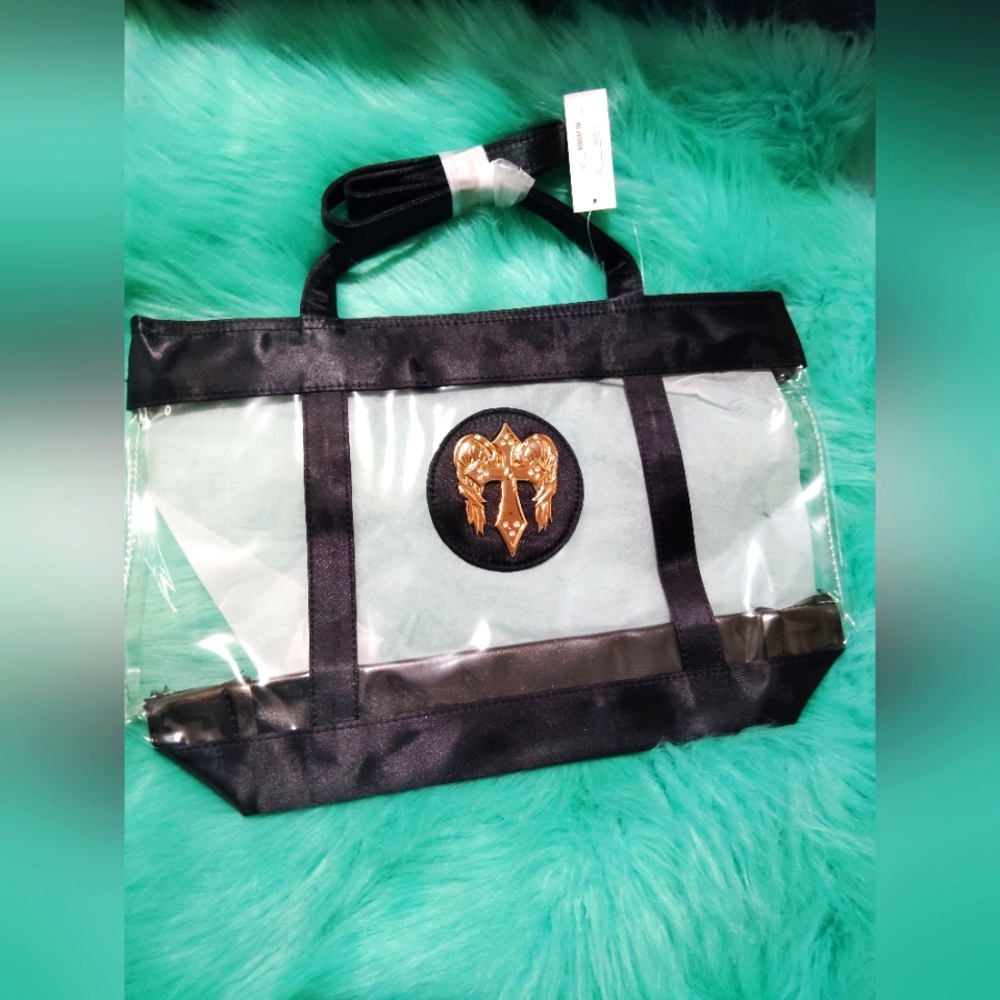 Black and Clear Tote Bag with Gold Accent